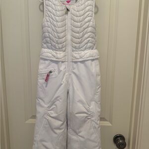 Kids Obermeyer White Quilted Ski Bib Pants Size 4